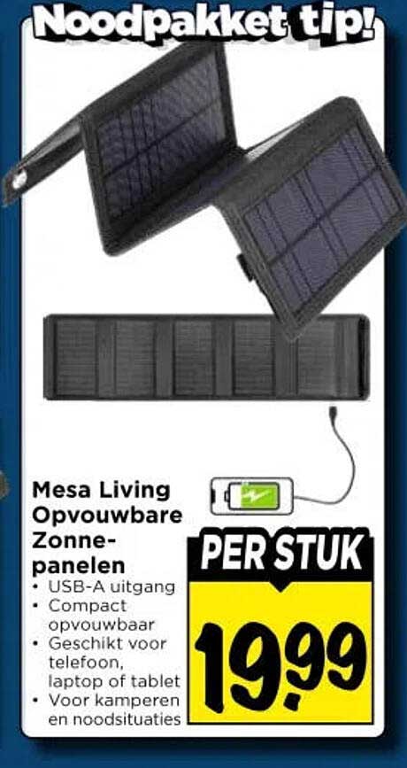 Noodpakket tip! Mesa Living Opvouwbare Zonne-panelen PER STUK