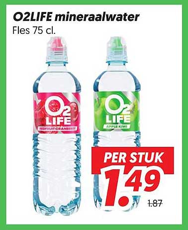 O2LIFE mineraalwater Fles 75 cl.