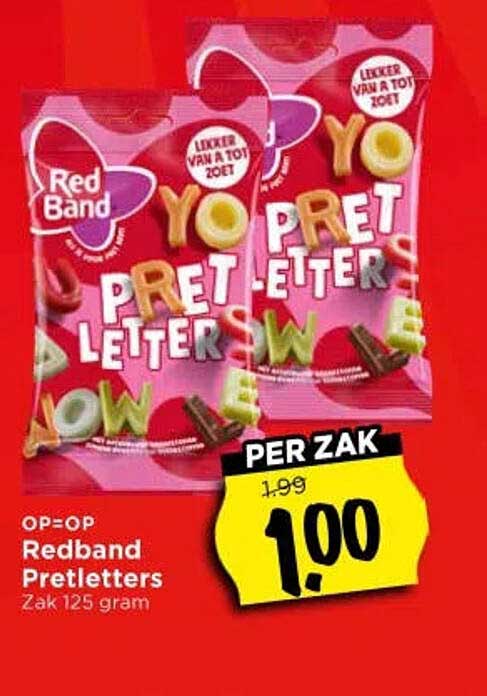 Op=op Redband Pretletters Zak 125 gram