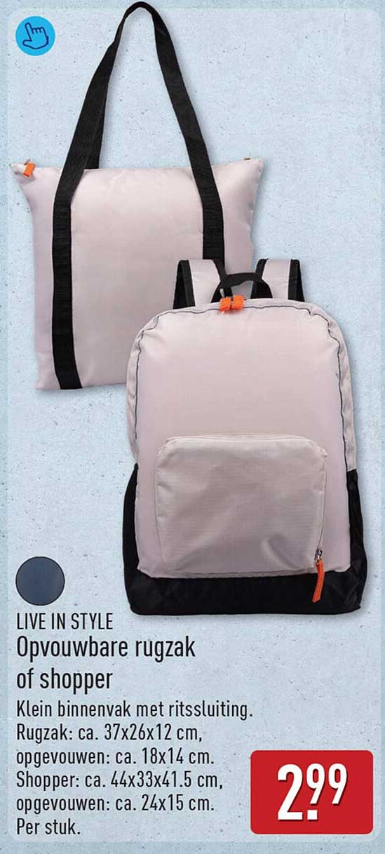 Opvouwbare rugzak of shopper