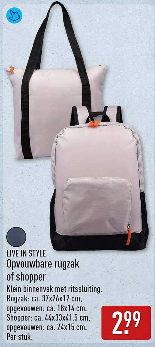 Opvouwbare rugzak of shopper