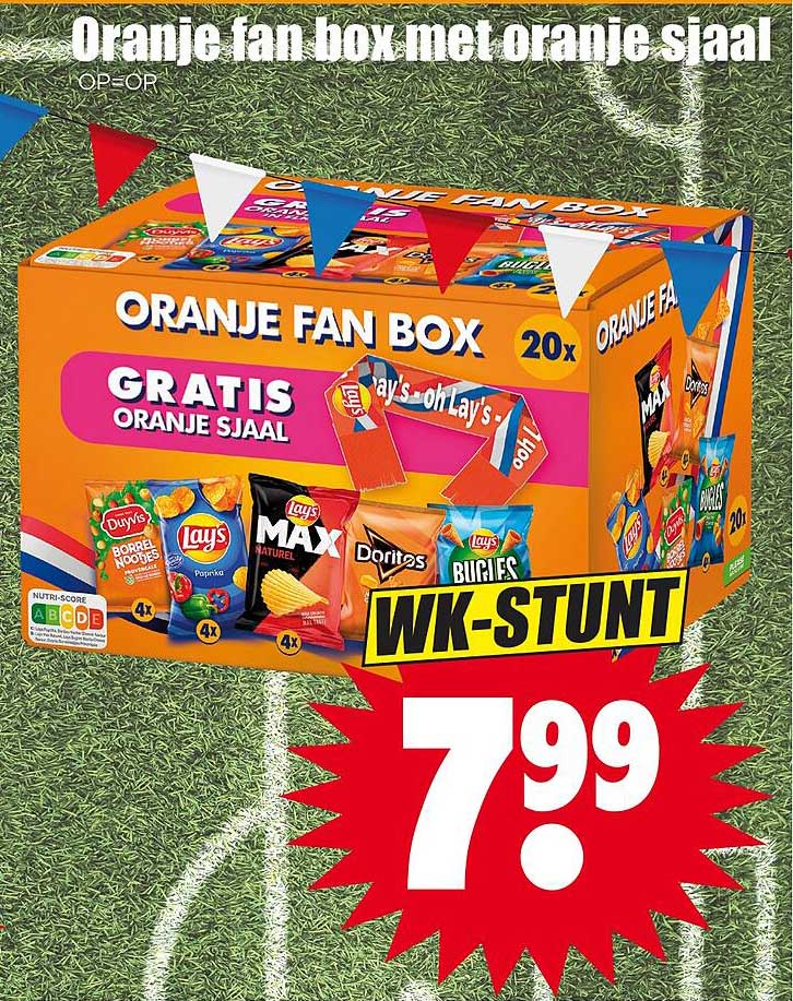 Oranje fan box met oranje sjaal