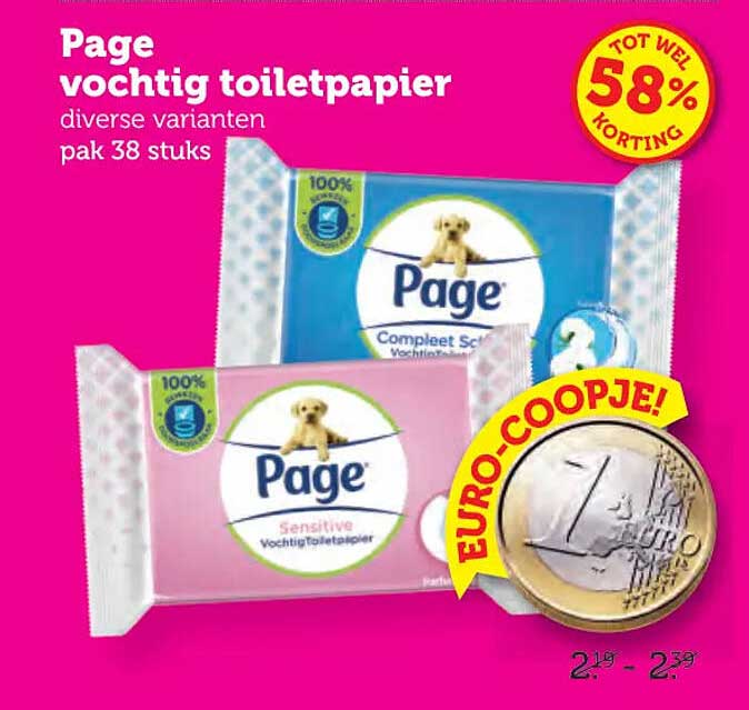 Page vochtig toiletpapier diverse varianten pak 38 stuks