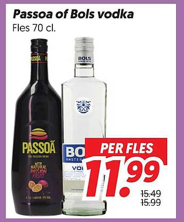 Passoa of Bols vodka Fles 70 cl. PER FLES