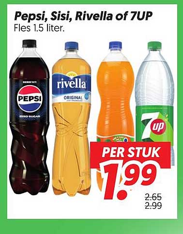 Pepsi, Sisi, Rivella of 7UP Fles 1.5 liter