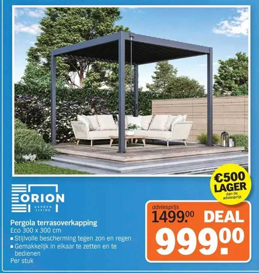 Pergola terrasoverkapping Eco 300 x 300 cm DEAL