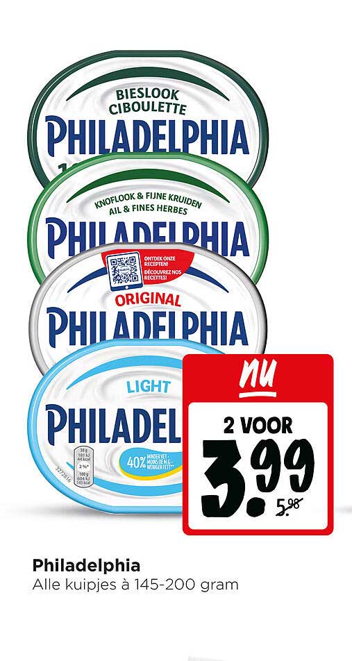 Philadelphia Alle kuipjes à 145-200 gram 2 voor