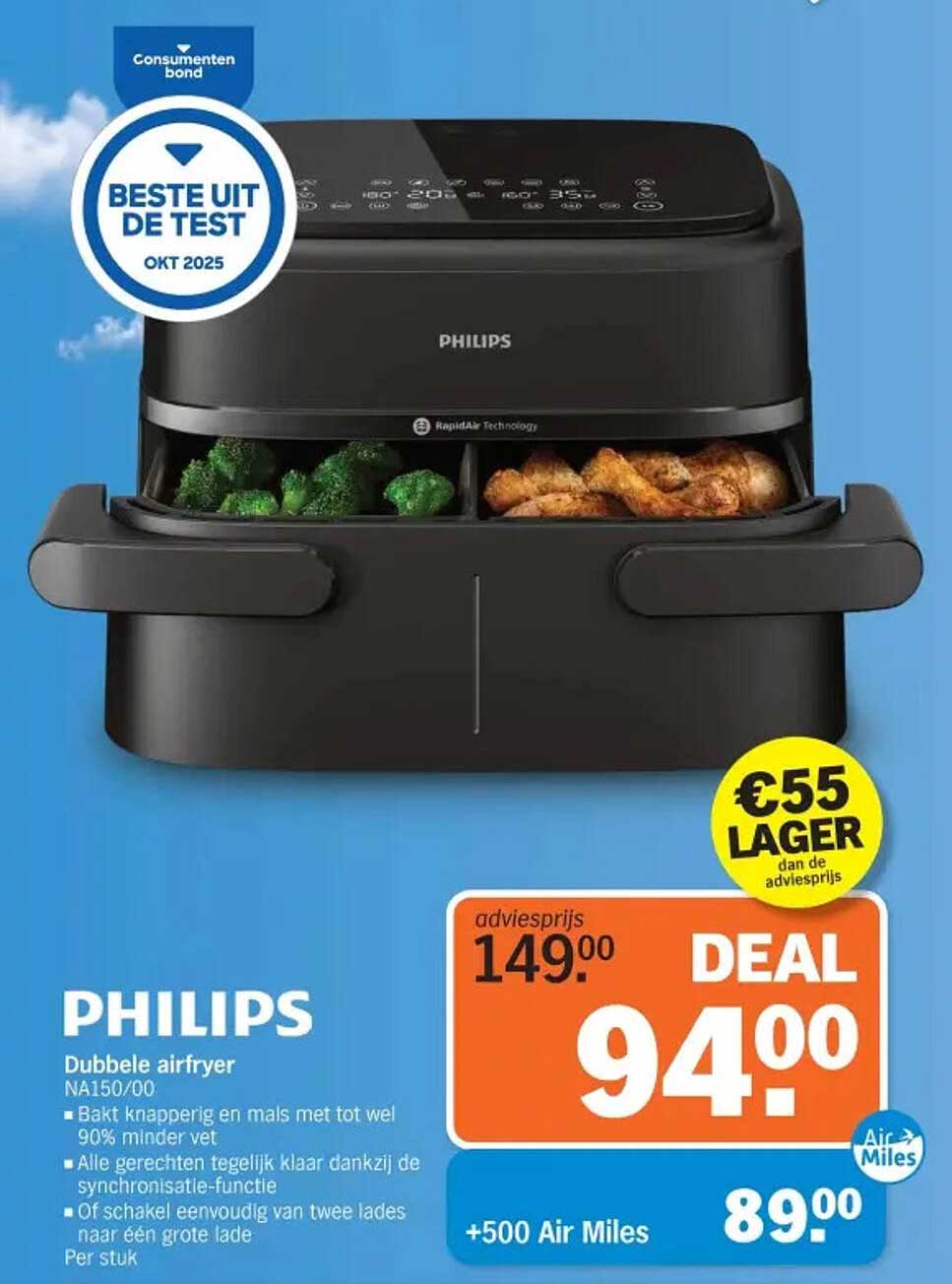 PHILIPS Dubbele airfryer NA150/00