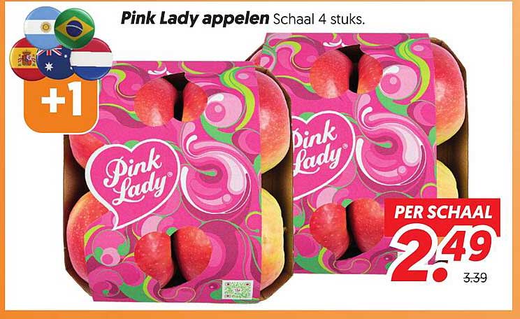 Pink Lady appelen Schaal 4 stuks +1