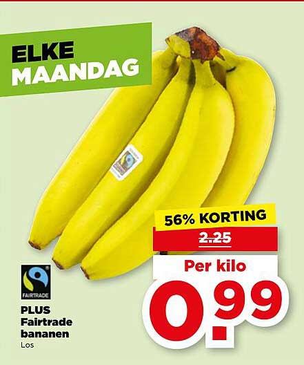 PLUS Fairtrade bananen los 56% korting