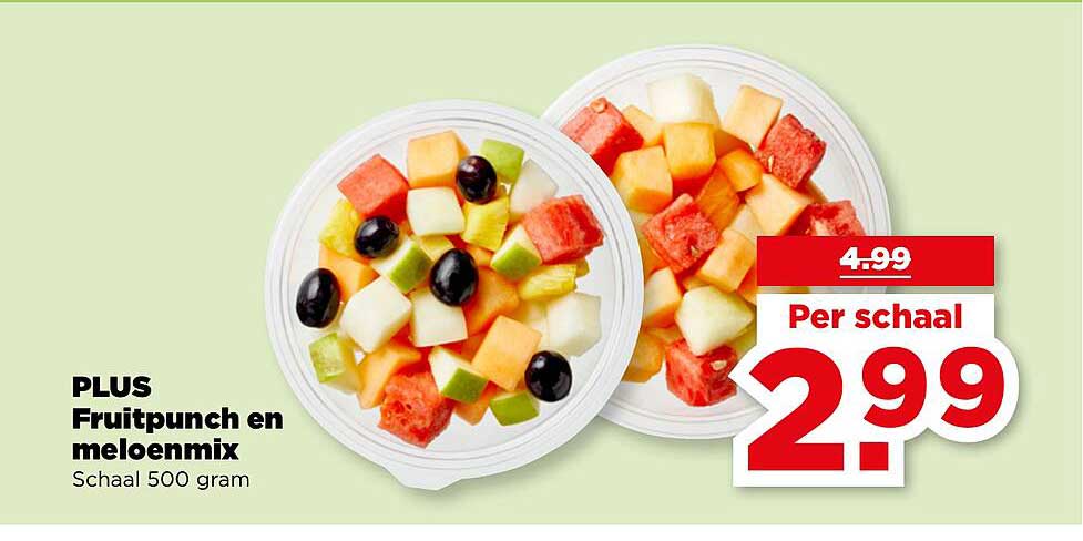 PLUS Fruitpunch en meloenmix Schaal 500 gram