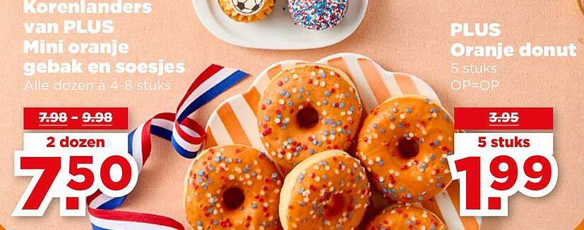 PLUS Oranje donut 5 stuks OP=OP
