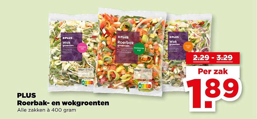 PLUS Roerbak- en wokgroenten Alle zakken à 400 gram