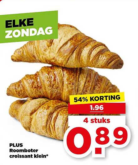 PLUS Roomboter croissant klein* 54% KORTING