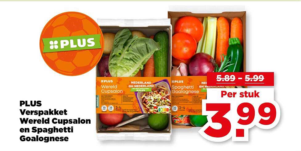 PLUS Verspakket Wereld Cupsalon en Spaghetti Gaolognese