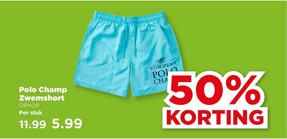 Polo Champ Zwemshort OP=OP Per stuk 50% KORTING