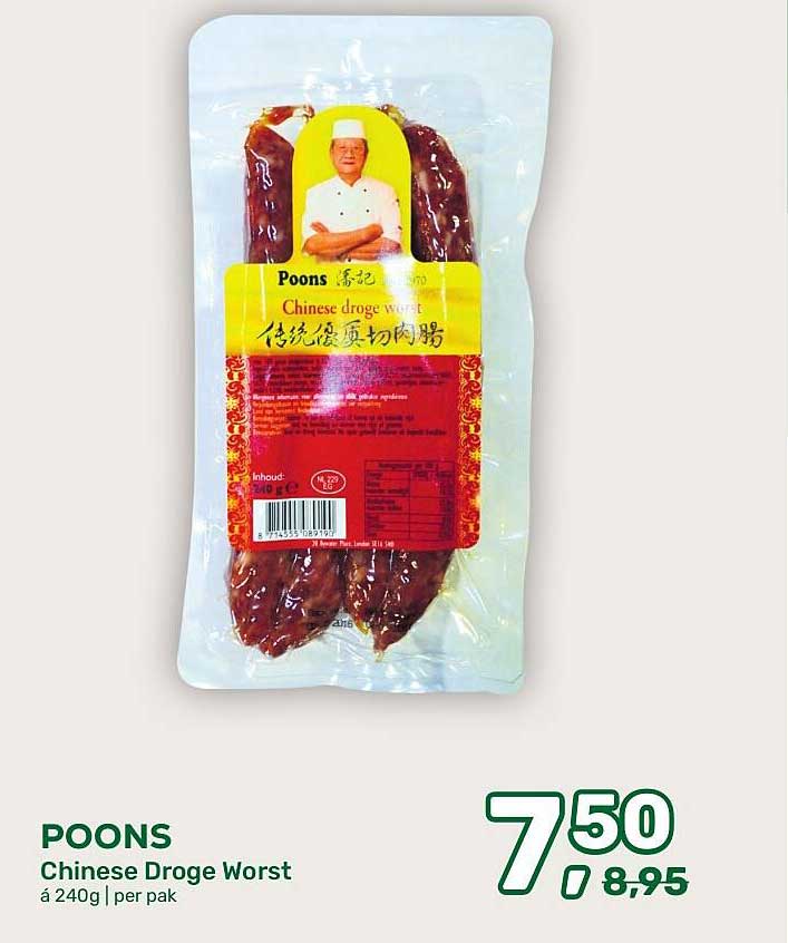POONS Chinese Droge Worst à 240g | per pak