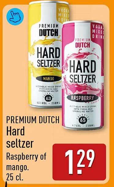 PREMIUM DUTCH Hard seltzer Raspberry of mango. 25 cl.