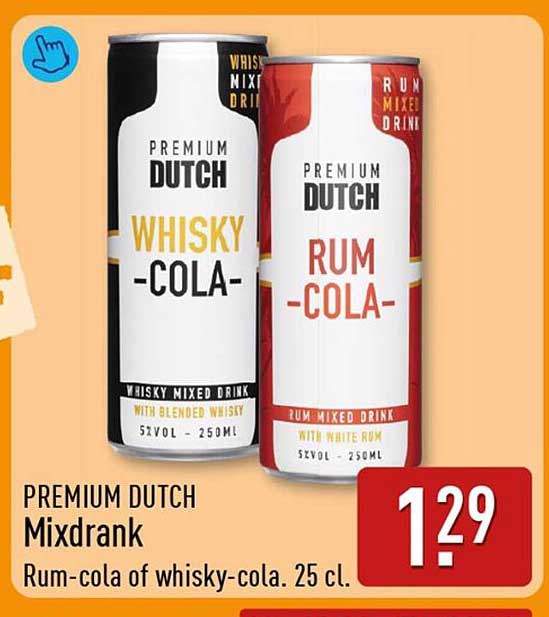 PREMIUM DUTCH Mixdrank Rum-cola of whisky-cola. 25 cl.