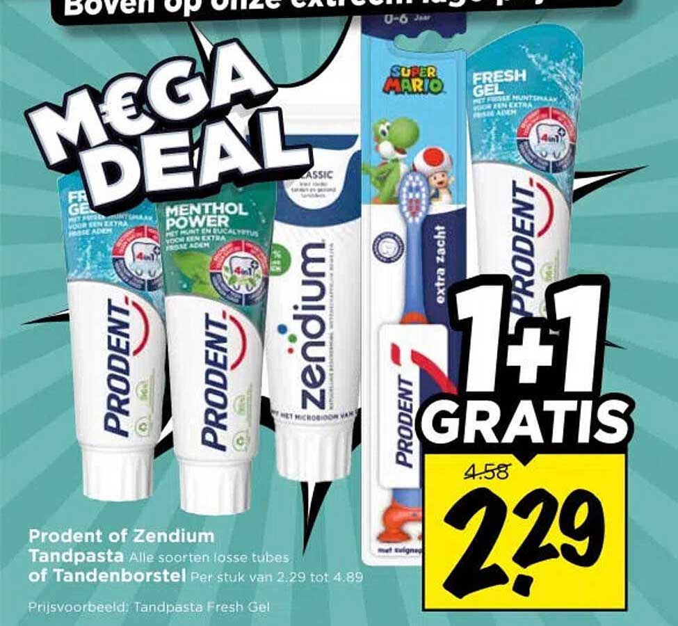 Prodent of Zendium Tandpasta Alle soorten losse tubes of Tandenborstel 1+1 GRATIS