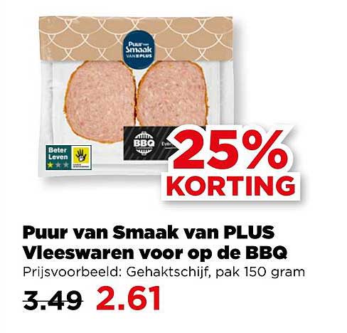 Puur van Smaak van PLUS Vleeswaren voor op de BBQ 25% korting
