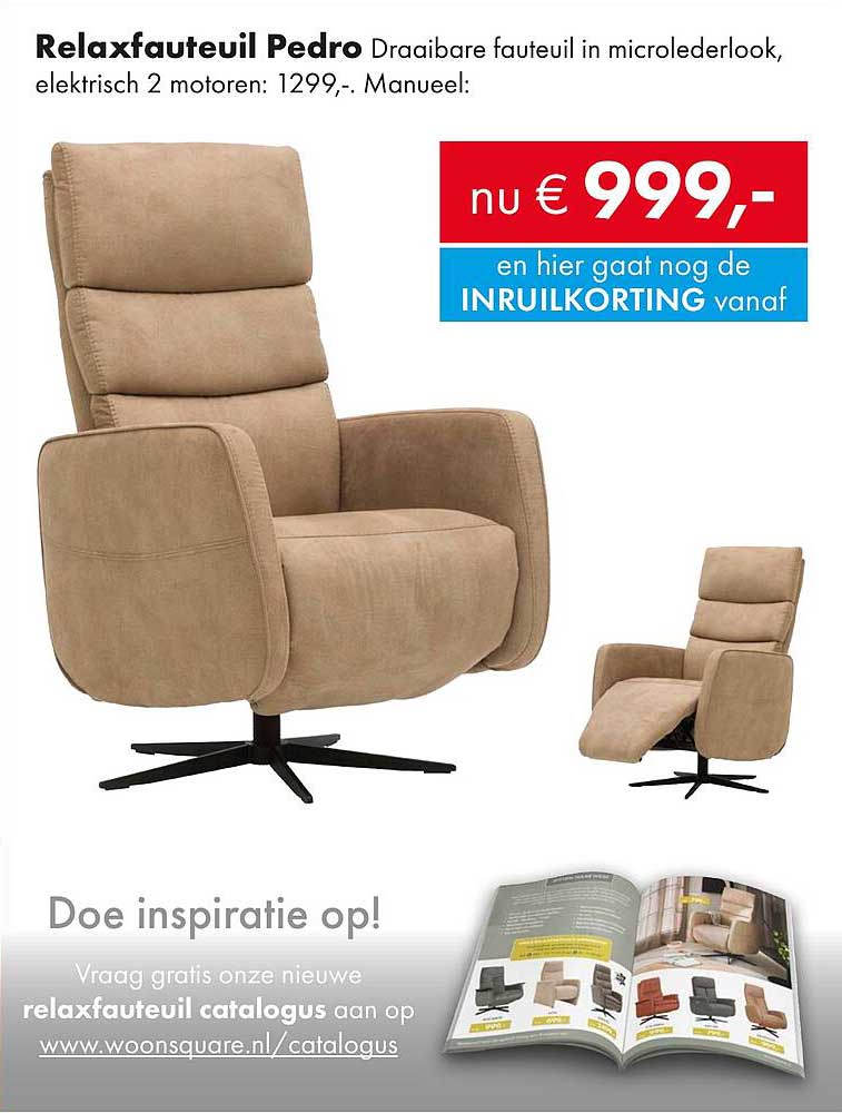 Relaxfauteuil Pedro Draaibare fauteuil in microlederlook, elektrisch 2 motoren