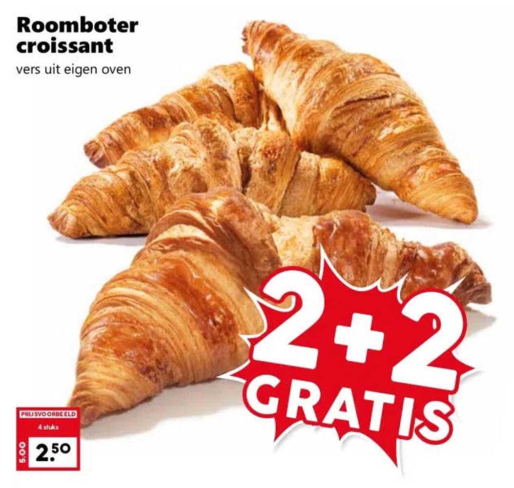 Roomboter croissant vers uit eigen oven 2+2 GRATIS