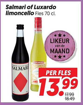 Salmari of Luxardo limoncello Fles 70 cl. LIKEUR van de MAAND PER FLES