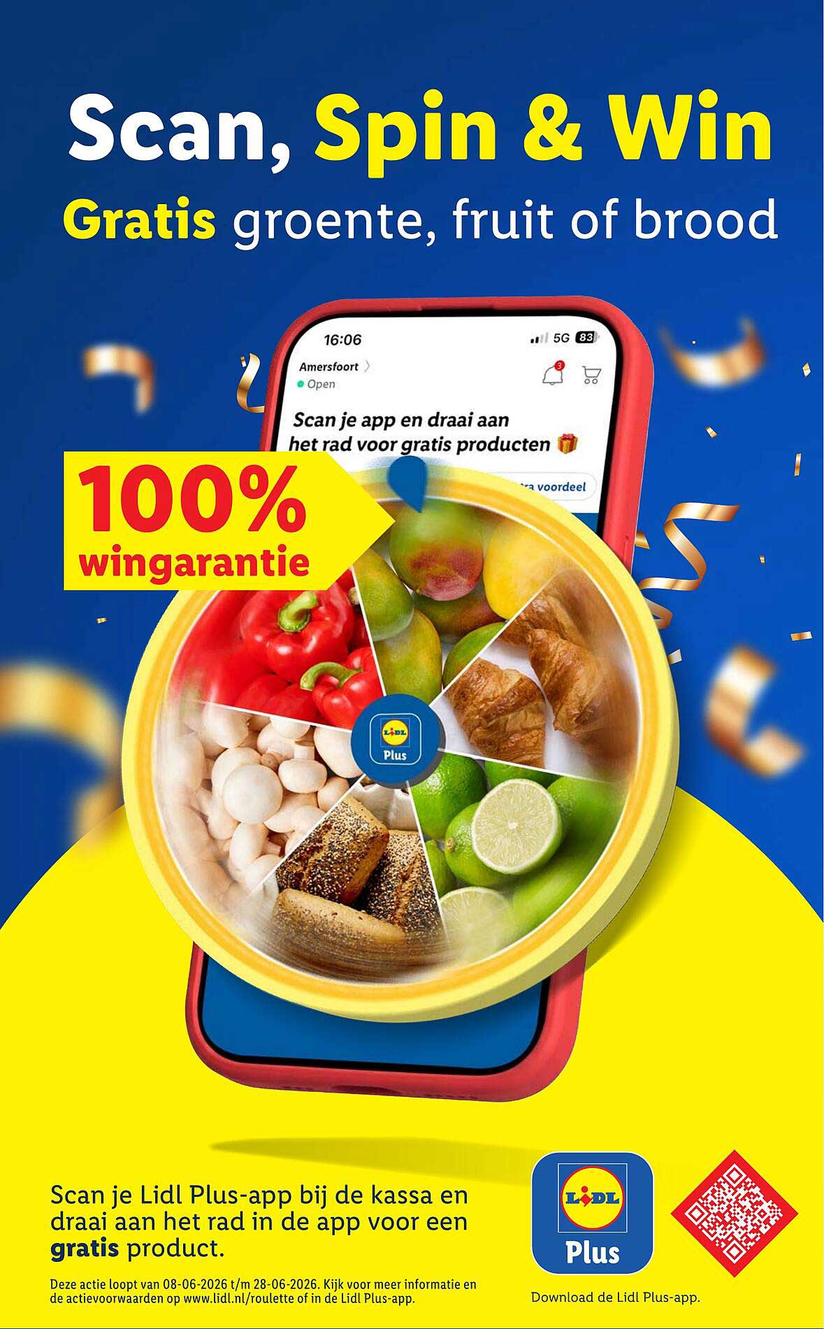Scan, Spin & Win Gratis groente, fruit of brood 100% wingarantie