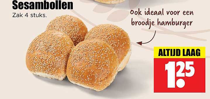 Sesambollen Zak 4 stuks.