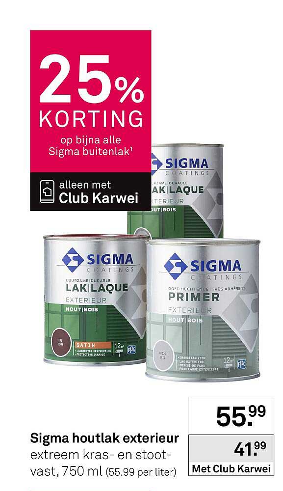Sigma houtlak exterieur extreem kras- en stootvast, 750 ml 25% KORTING op bijna alle Sigma buitenlak¹