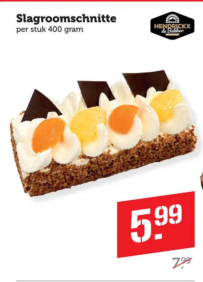 Slagroomschnitte per stuk 400 gram