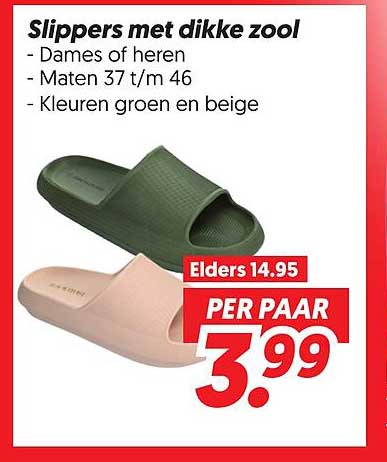 Slippers met dikke zool
