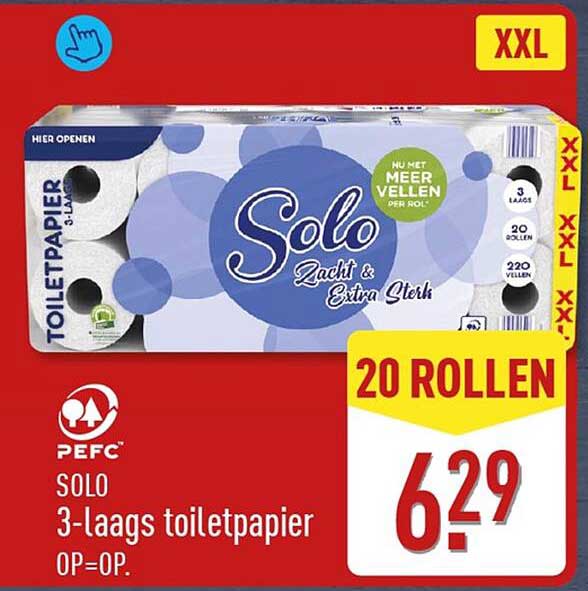 SOLO 3-laags toiletpapier XXL 20 rollen