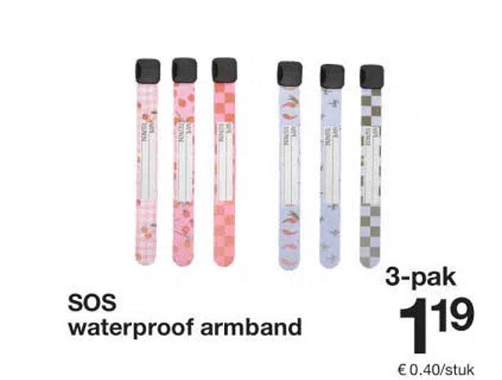 SOS waterproof armband 3-pak
