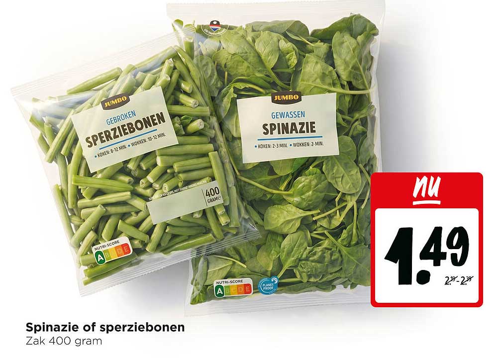 Spinazie of sperziebonen Zak 400 gram