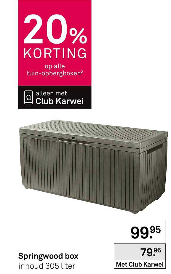 Springwood box inhoud 305 liter 20% KORTING op alle tuin-opbergboxen alleen met Club Karwei
