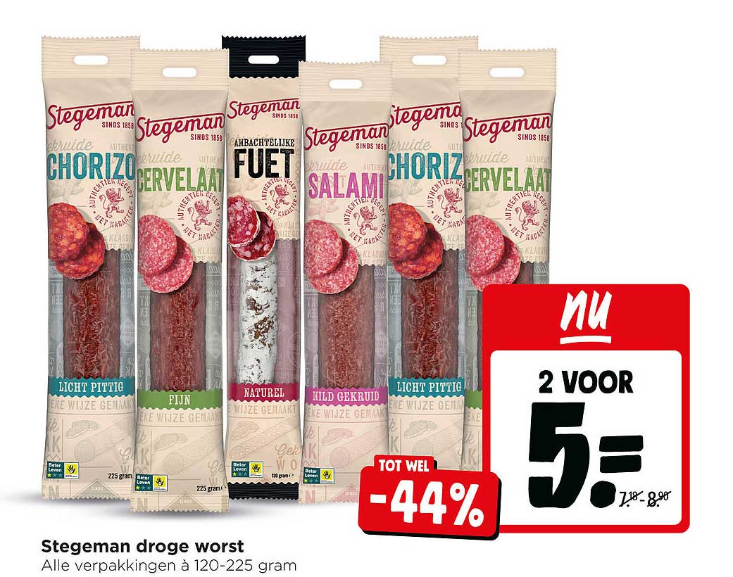 Stegeman droge worst 2 voor 5.00 -44%