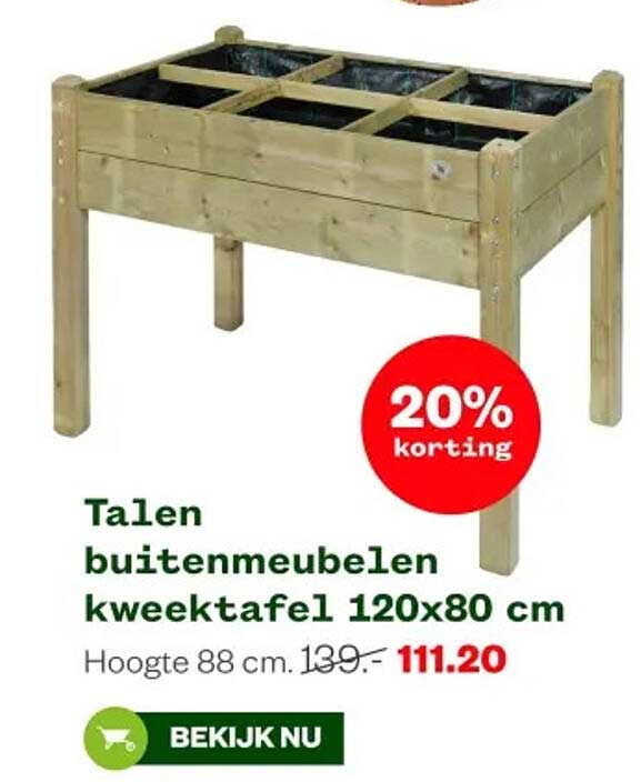 Talen buitenmeubelen kweektafel 120x80 cm 20% korting