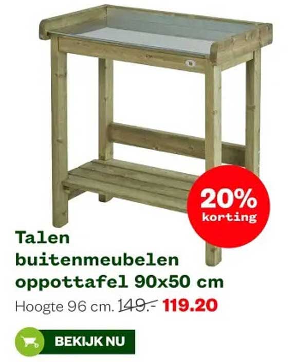 Talen buitenmeubelen oppottafel 90x50 cm 20% korting