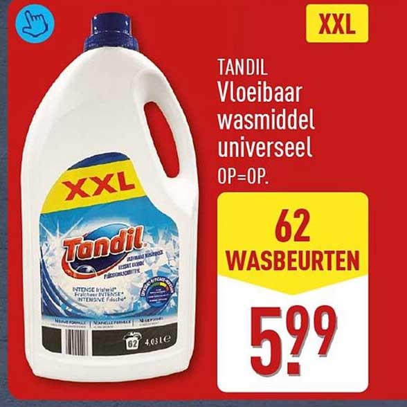 TANDIL Vloeibaar wasmiddel universeel OP=OP. 62 WASBEURTEN XXL