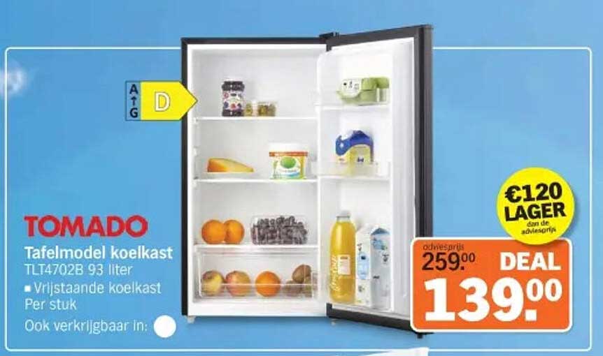 TOMADO Tafelmodel koelkast TLT4702B 93 liter