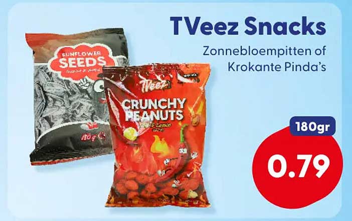 Tveez Snacks Zonnebloempitten of Krokante Pinda’s