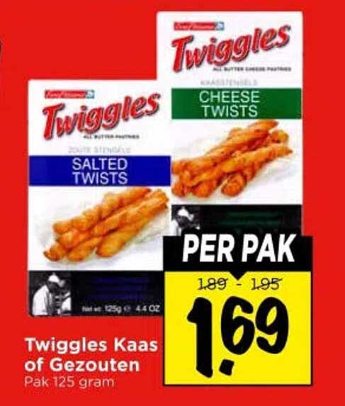 Twiggles Kaas of Gezouten Pak 125 gram PER PAK