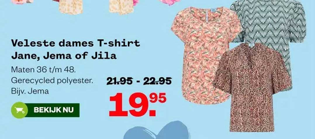 Veleste dames T-shirt Jane, Jema of Jila