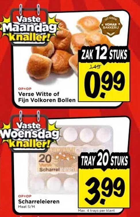 Verse Witte of Fijn Volkoren Bollen ZAK 12 STUKS