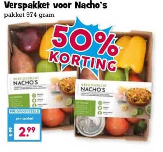 Verspakket voor Nacho's pakket 974 gram 50% KORTING