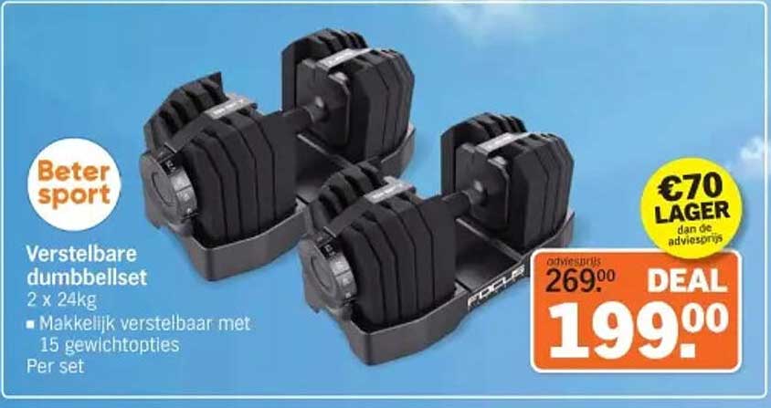 Verstelbare dumbbellset 2 x 24kg