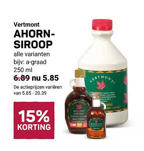 Vertmont AHORN-SIROOP alle varianten bijv.: a-graad 250 ml 15% KORTING