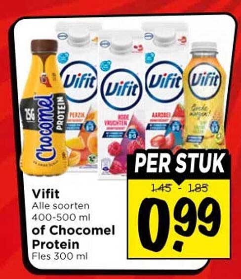 Vifit Alle soorten 400-500 ml of Chocomel Protein Fles 300 ml PER STUK